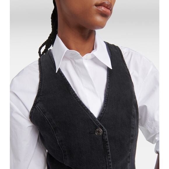 Agolde Heller Sleeveless Black Denim Button Front Structured Vest Spider XS - Picture 2 of 12
